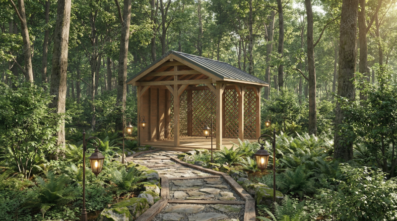 Прямоугольная беседка Клайф с фальцевой кровлей