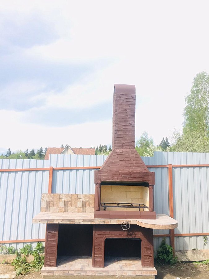 Печь № 14А — Печь барбекю с рабочим столом (фактура под кирпич)